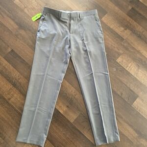NWT Haggar‎ H26 Performance Slacks Mens 34x30 Gray Non Iron Straight Fit Stretch